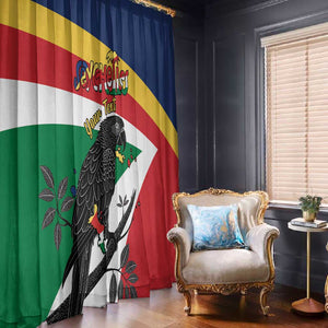Personalized Happy Seychelles Independence Day Window Curtain Black Parrot Coat Of Arms