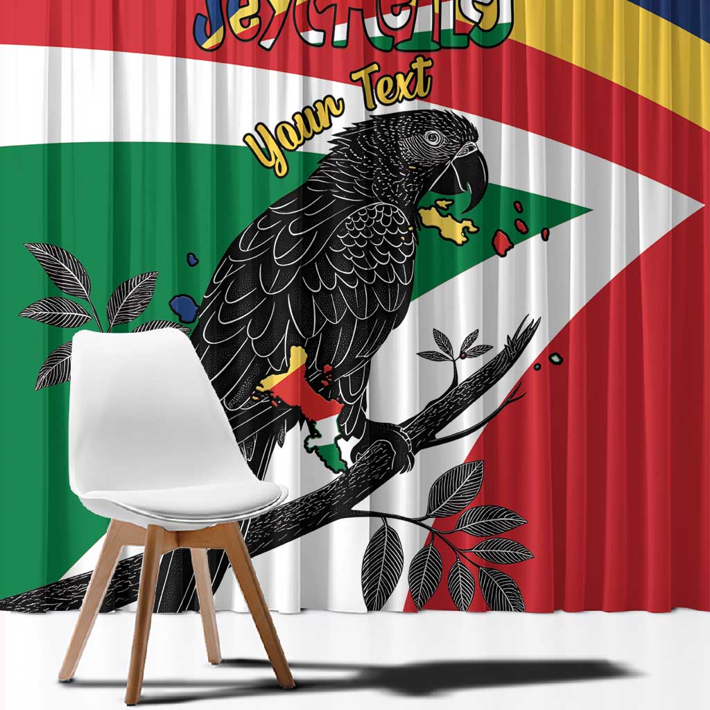 Personalized Happy Seychelles Independence Day Window Curtain Black Parrot Coat Of Arms