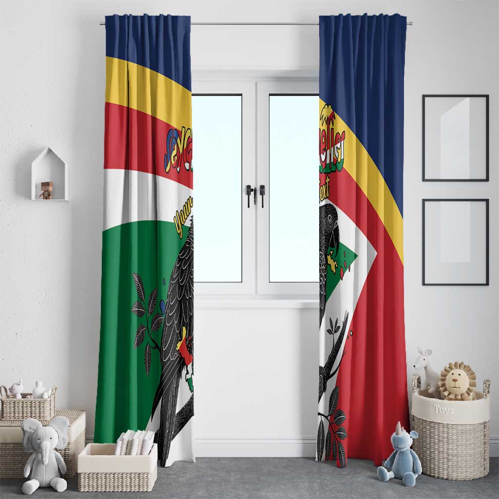 Personalized Happy Seychelles Independence Day Window Curtain Black Parrot Coat Of Arms