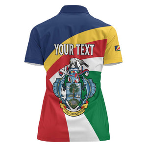 Personalized Happy Seychelles Independence Day Women Polo Shirt Black Parrot Coat Of Arms