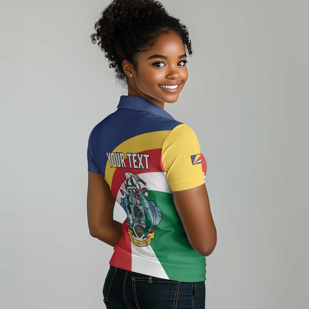 Personalized Happy Seychelles Independence Day Women Polo Shirt Black Parrot Coat Of Arms
