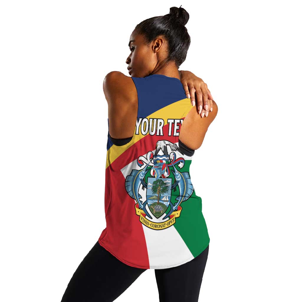 Personalized Happy Seychelles Independence Day Women Racerback Tank Black Parrot Coat Of Arms