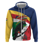 Personalized Happy Seychelles Independence Day Zip Hoodie Black Parrot Coat Of Arms