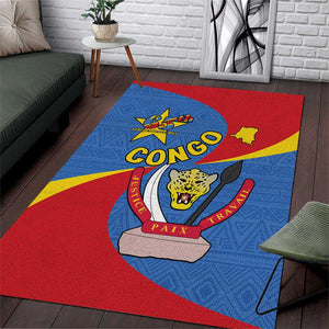 Congo-Kinshasa Independence Day Area Rug Coat Of Arms - African Pattern