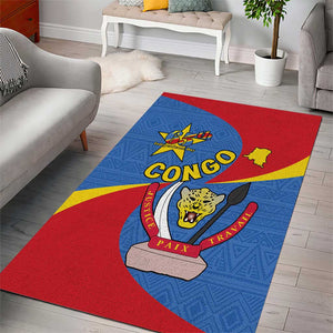Congo-Kinshasa Independence Day Area Rug Coat Of Arms - African Pattern