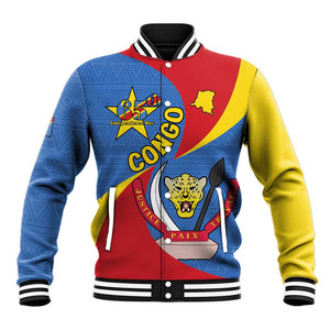 Congo-Kinshasa Independence Day Baseball Jacket Coat Of Arms - African Pattern