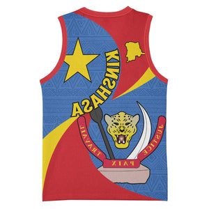 Congo-Kinshasa Independence Day Basketball Jersey Coat Of Arms - African Pattern - African Pride