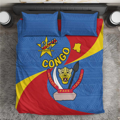 Congo-Kinshasa Independence Day Bedding Set Coat Of Arms - African Pattern