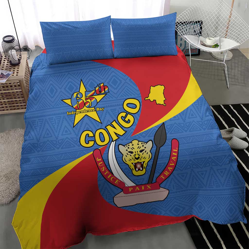 Congo-Kinshasa Independence Day Bedding Set Coat Of Arms - African Pattern