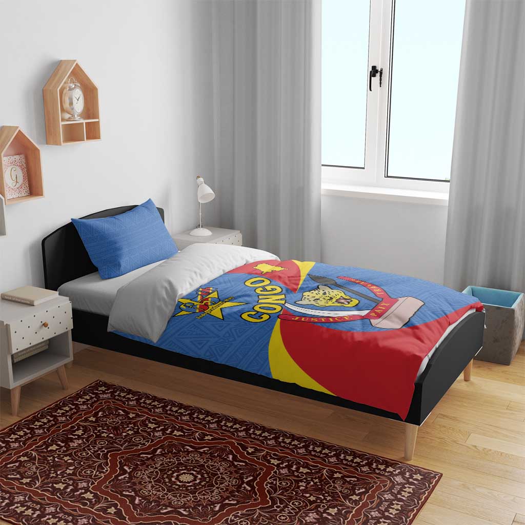 Congo-Kinshasa Independence Day Bedding Set Coat Of Arms - African Pattern