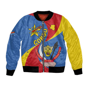 Congo-Kinshasa Independence Day Bomber Jacket Coat Of Arms - African Pattern