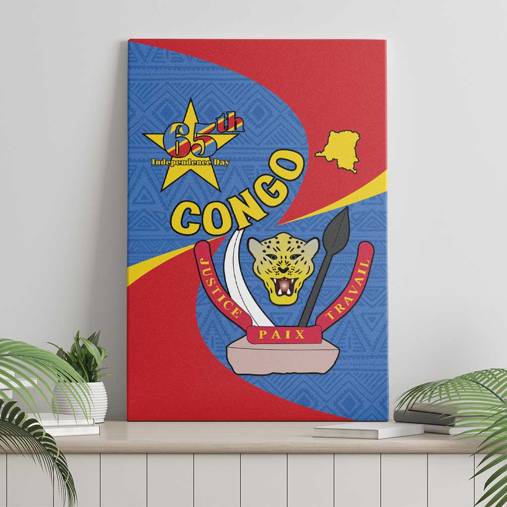 Congo-Kinshasa Independence Day Canvas Wall Art Coat Of Arms - African Pattern