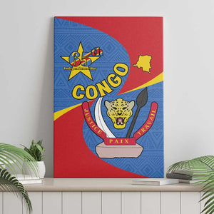 Congo-Kinshasa Independence Day Canvas Wall Art Coat Of Arms - African Pattern