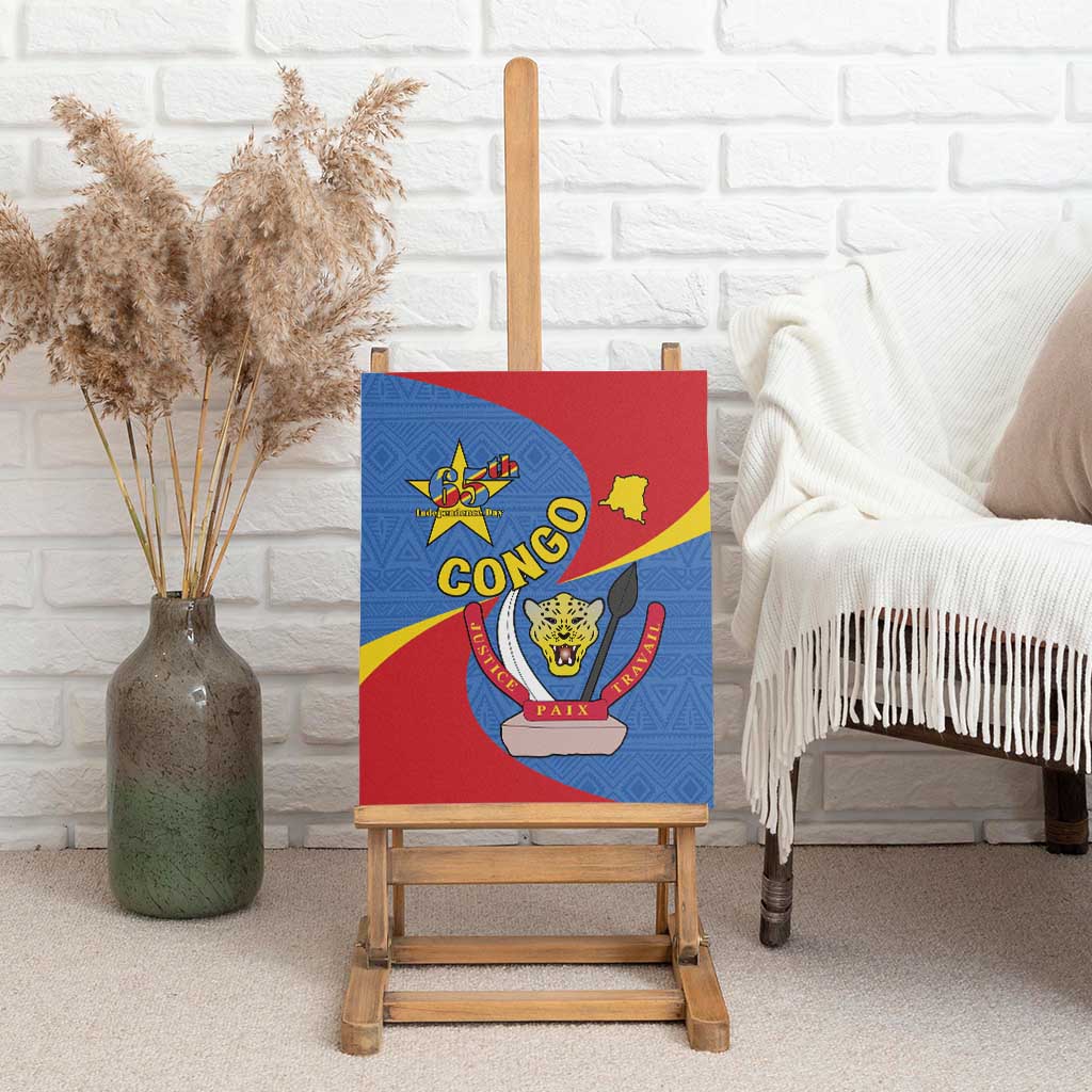 Congo-Kinshasa Independence Day Canvas Wall Art Coat Of Arms - African Pattern
