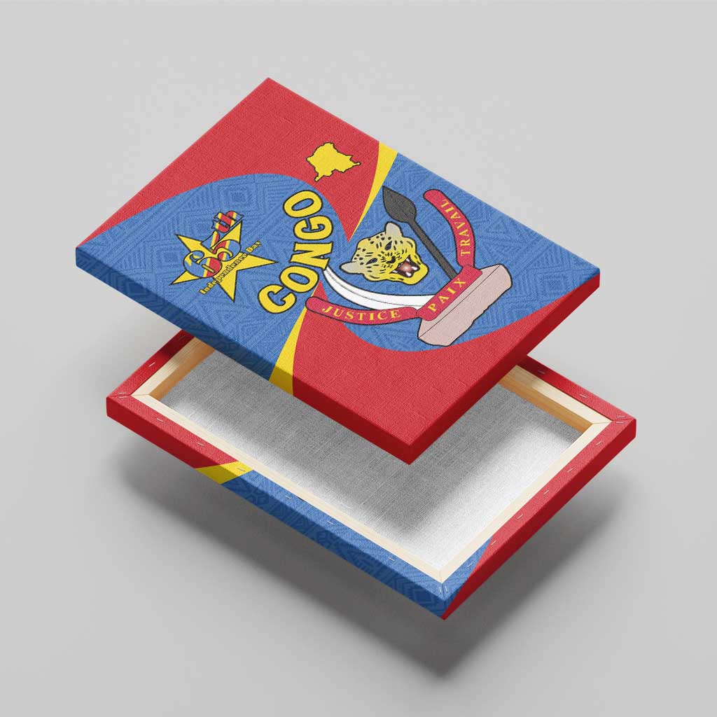 Congo-Kinshasa Independence Day Canvas Wall Art Coat Of Arms - African Pattern