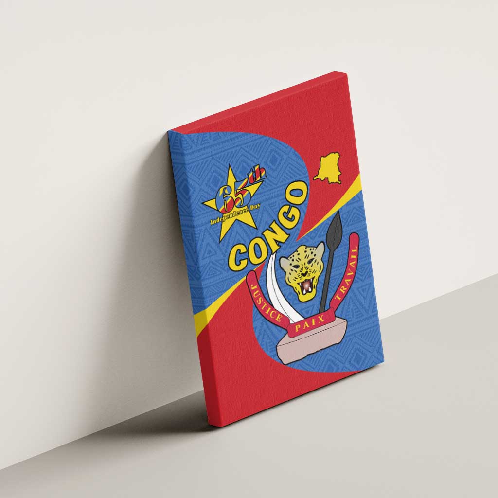 Congo-Kinshasa Independence Day Canvas Wall Art Coat Of Arms - African Pattern
