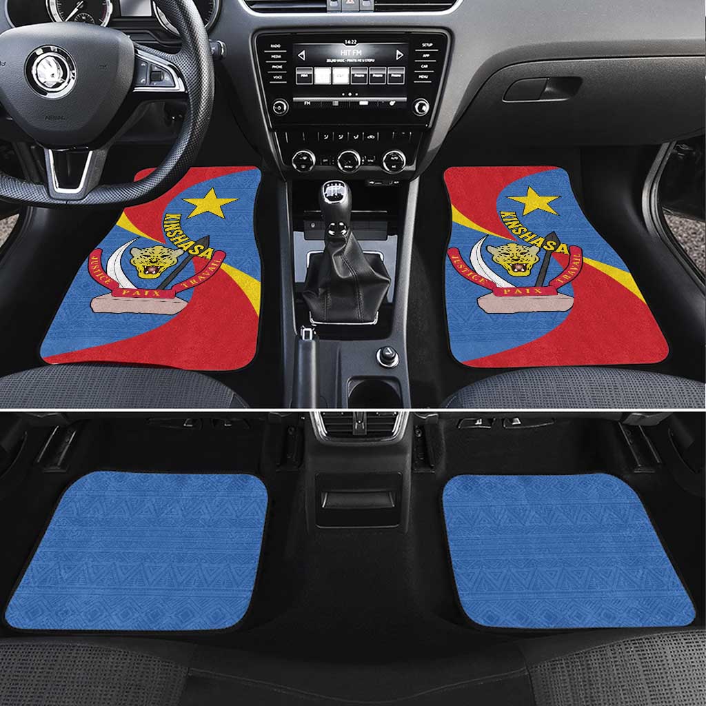 Congo-Kinshasa Independence Day Car Mats Coat Of Arms - African Pattern