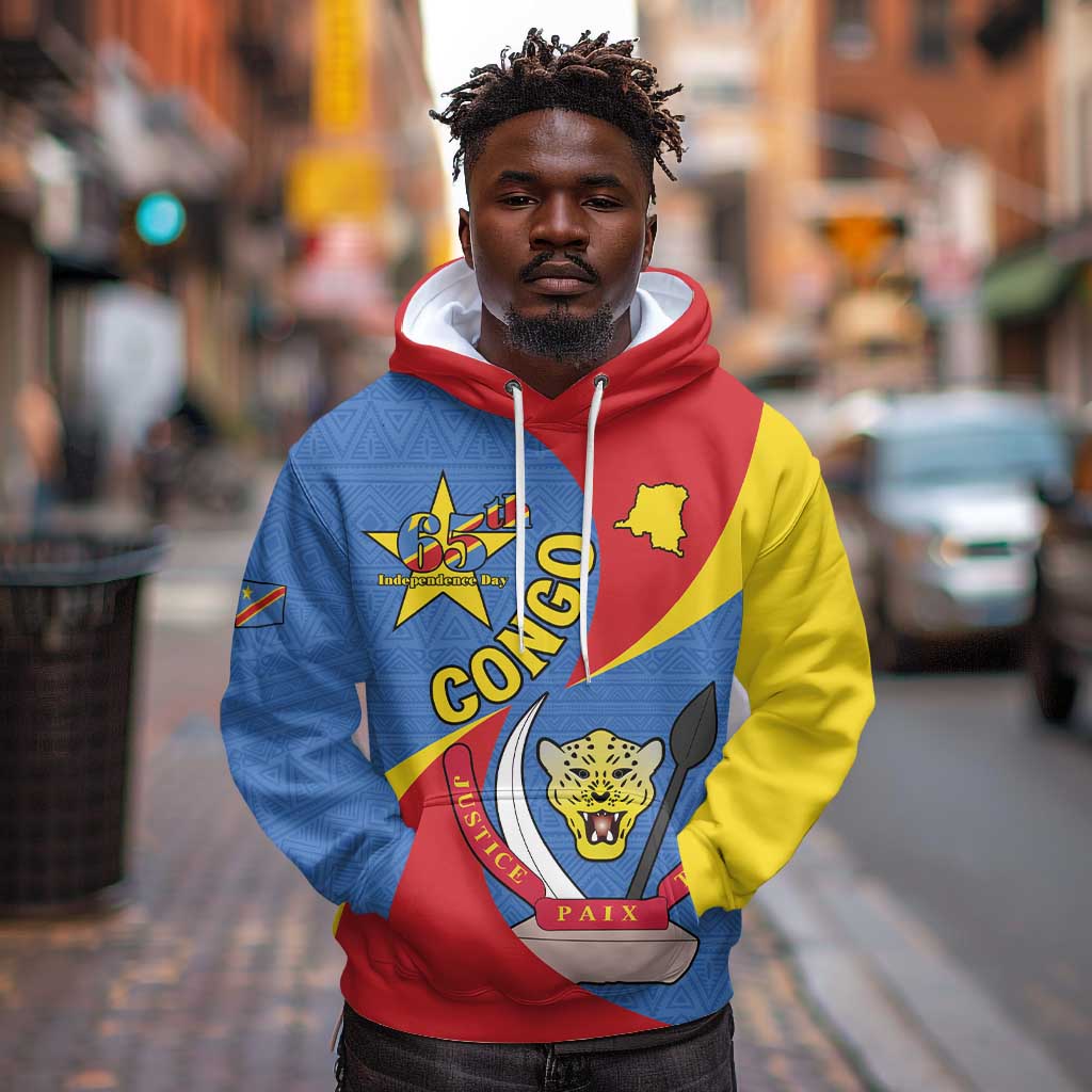 Congo-Kinshasa Independence Day Hoodie Coat Of Arms - African Pattern