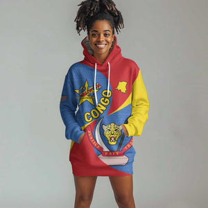 Congo-Kinshasa Independence Day Hoodie Dress Coat Of Arms - African Pattern