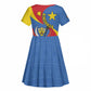 Congo-Kinshasa Independence Day Kid Short Sleeve Dress Coat Of Arms - African Pattern