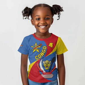 Congo-Kinshasa Independence Day Kid T shirt Coat Of Arms - African Pattern