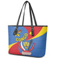 Congo-Kinshasa Independence Day Leather Tote Bag Coat Of Arms - African Pattern
