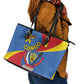 Congo-Kinshasa Independence Day Leather Tote Bag Coat Of Arms - African Pattern