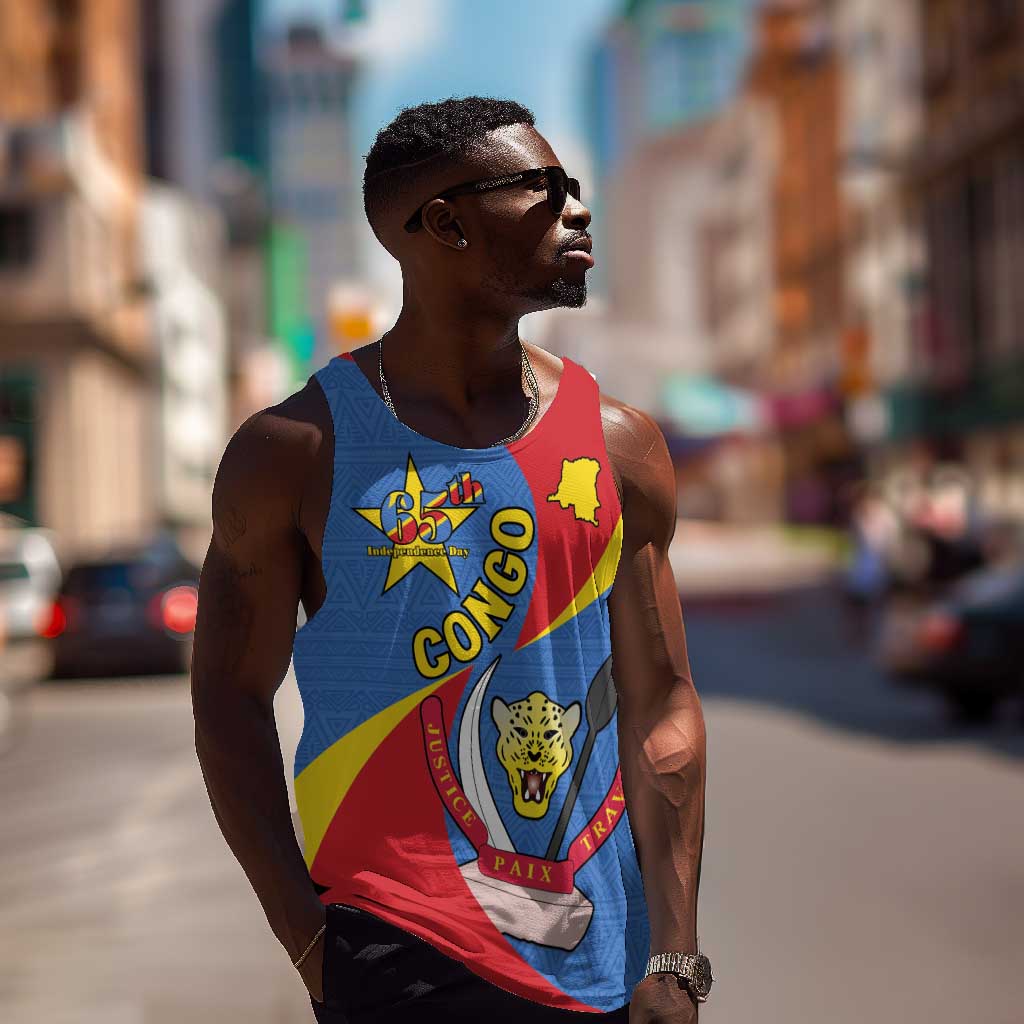 Congo-Kinshasa Independence Day Men Tank Top Coat Of Arms - African Pattern