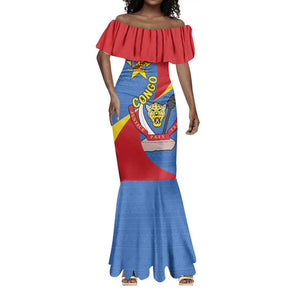 Congo-Kinshasa Independence Day Mermaid Dress Coat Of Arms - African Pattern