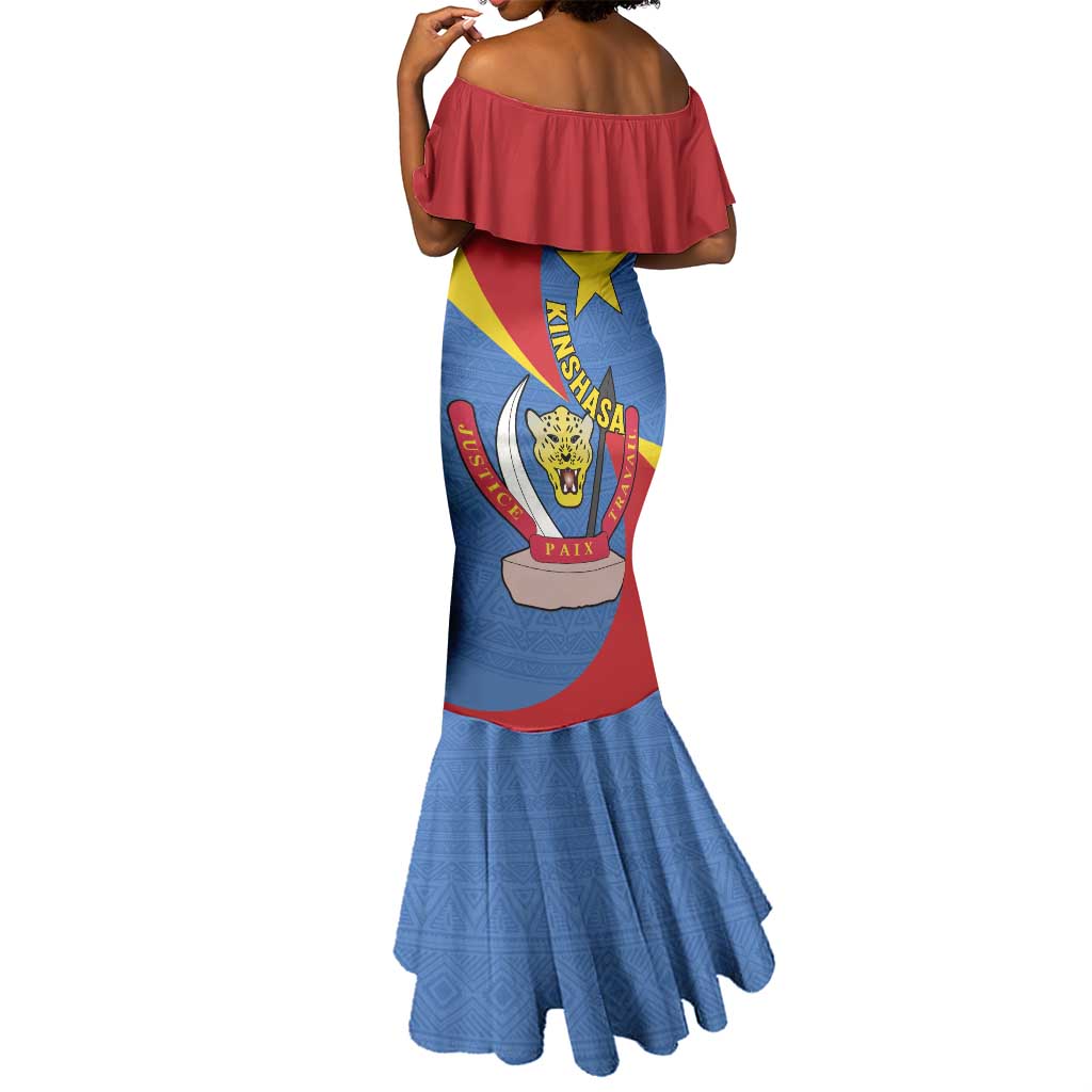 Congo-Kinshasa Independence Day Mermaid Dress Coat Of Arms - African Pattern