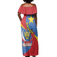 Congo-Kinshasa Independence Day Off Shoulder Maxi Dress Coat Of Arms - African Pattern