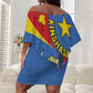 Congo-Kinshasa Independence Day Off Shoulder Short Dress Coat Of Arms - African Pattern
