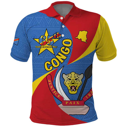 Congo-Kinshasa Independence Day Polo Shirt Coat Of Arms - African Pattern
