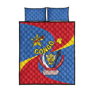 Congo-Kinshasa Independence Day Quilt Bed Set Coat Of Arms - African Pattern