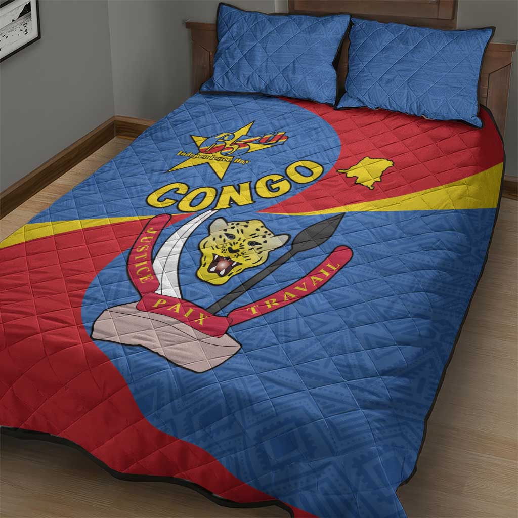 Congo-Kinshasa Independence Day Quilt Bed Set Coat Of Arms - African Pattern