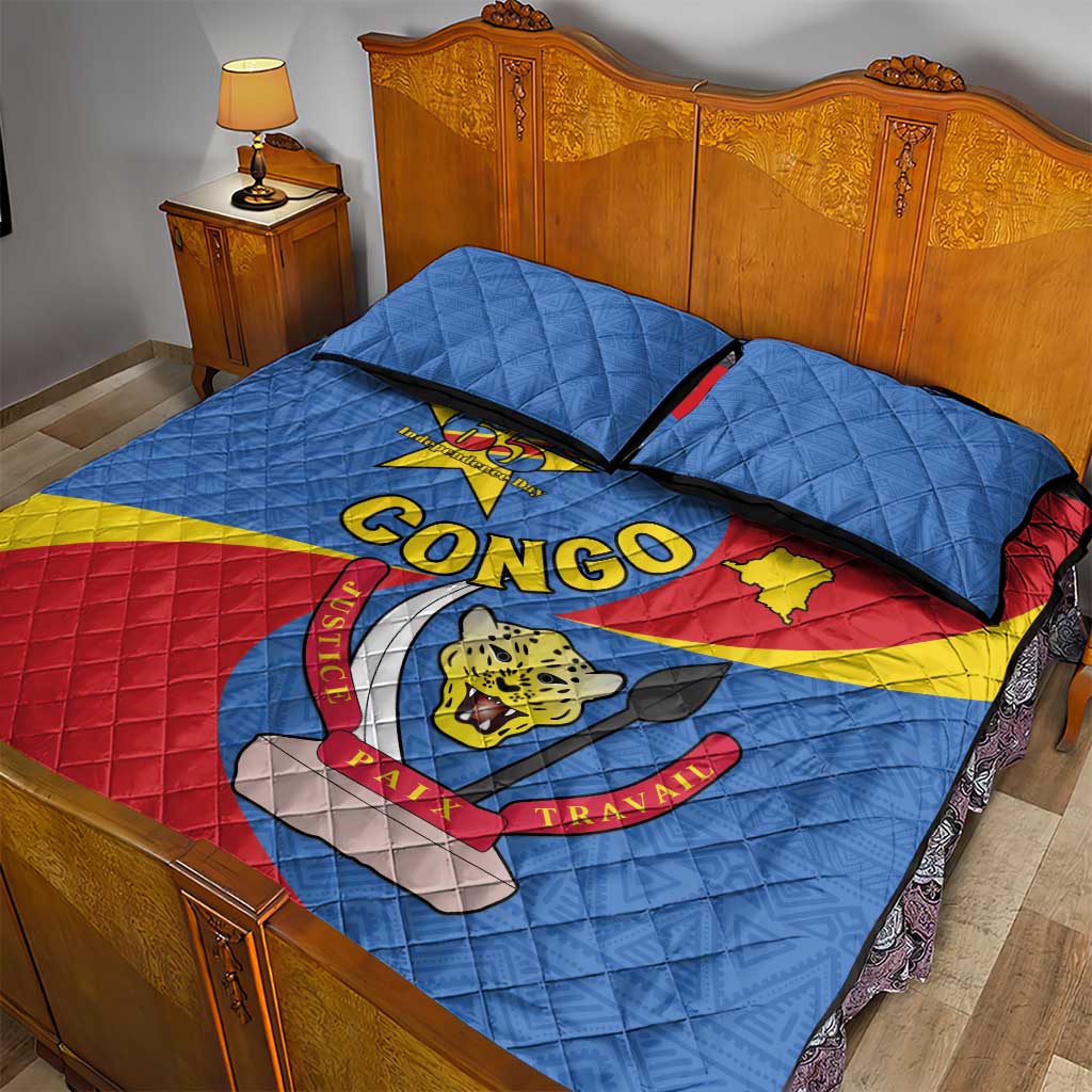 Congo-Kinshasa Independence Day Quilt Bed Set Coat Of Arms - African Pattern