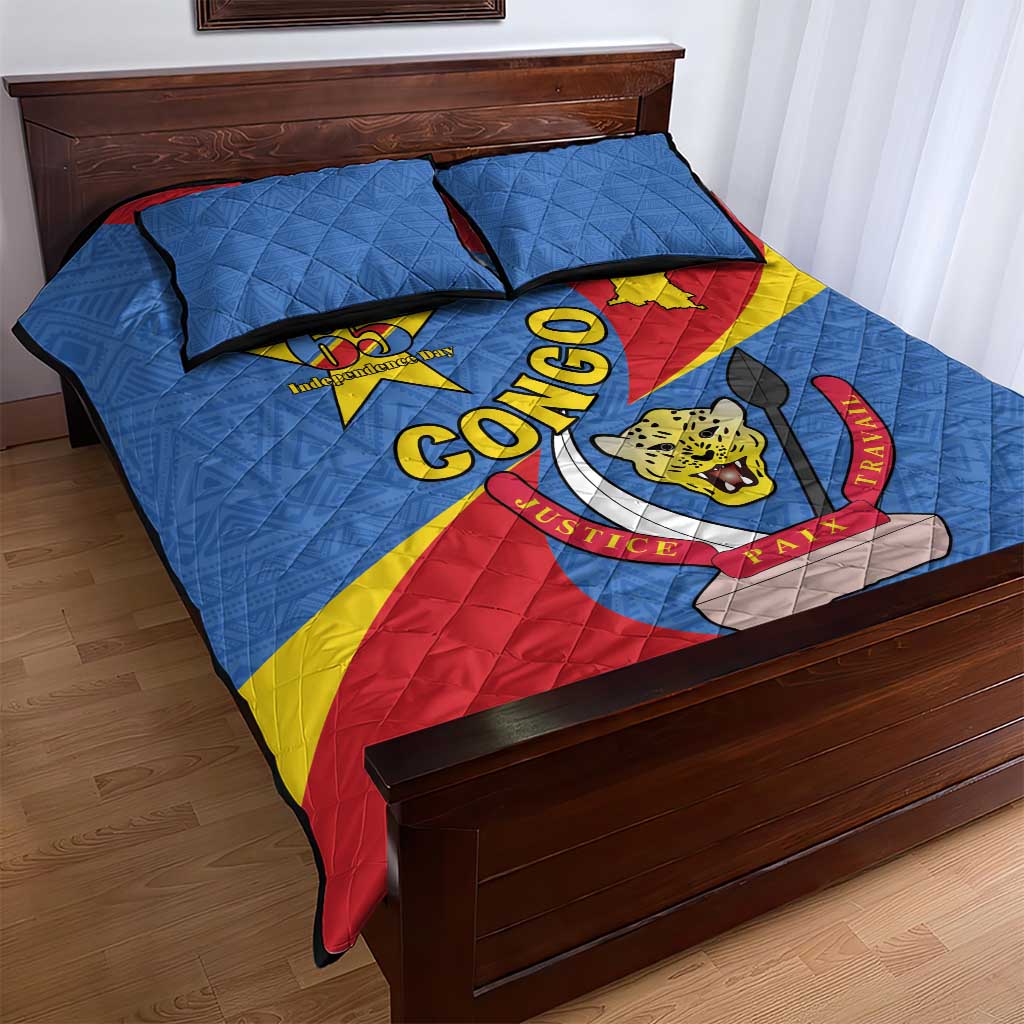 Congo-Kinshasa Independence Day Quilt Bed Set Coat Of Arms - African Pattern