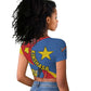 Congo-Kinshasa Independence Day Raglan Cropped T shirt Coat Of Arms - African Pattern