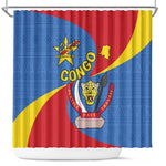 Congo-Kinshasa Independence Day Shower Curtain Coat Of Arms - African Pattern