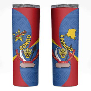 Congo-Kinshasa Independence Day Skinny Tumbler Coat Of Arms - African Pattern