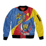 Congo-Kinshasa Independence Day Sleeve Zip Bomber Jacket Coat Of Arms - African Pattern