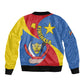 Congo-Kinshasa Independence Day Sleeve Zip Bomber Jacket Coat Of Arms - African Pattern