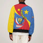 Congo-Kinshasa Independence Day Sleeve Zip Bomber Jacket Coat Of Arms - African Pattern