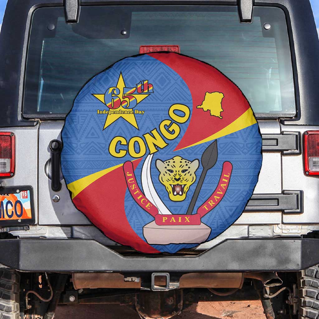 Congo-Kinshasa Independence Day Spare Tire Cover Coat Of Arms - African Pattern