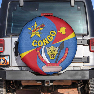 Congo-Kinshasa Independence Day Spare Tire Cover Coat Of Arms - African Pattern
