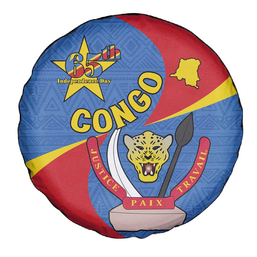 Congo-Kinshasa Independence Day Spare Tire Cover Coat Of Arms - African Pattern