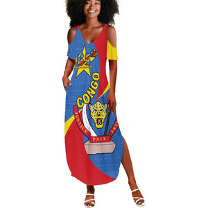 Congo-Kinshasa Independence Day Summer Maxi Dress Coat Of Arms - African Pattern