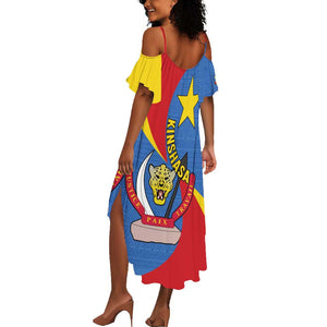 Congo-Kinshasa Independence Day Summer Maxi Dress Coat Of Arms - African Pattern