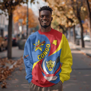 Congo-Kinshasa Independence Day Sweatshirt Coat Of Arms - African Pattern
