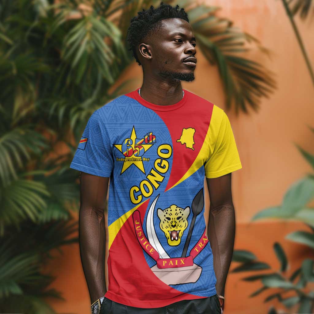 Congo-Kinshasa Independence Day T shirt Coat Of Arms - African Pattern